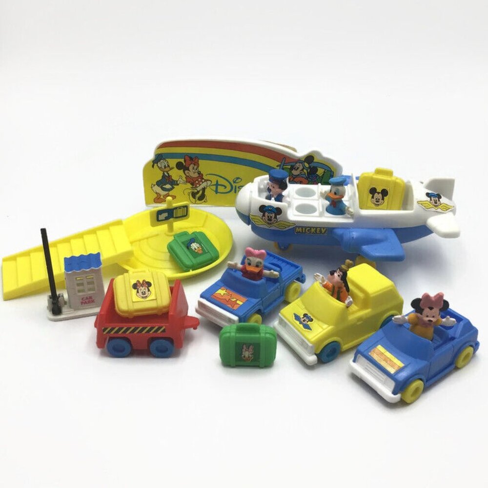 Vintage Disney World Airport Lot Mickey Plane Figures Luggage Arco Playset Parts